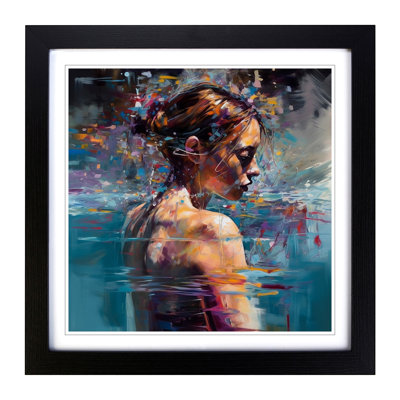 Swimming Gestural Art - Framed Print