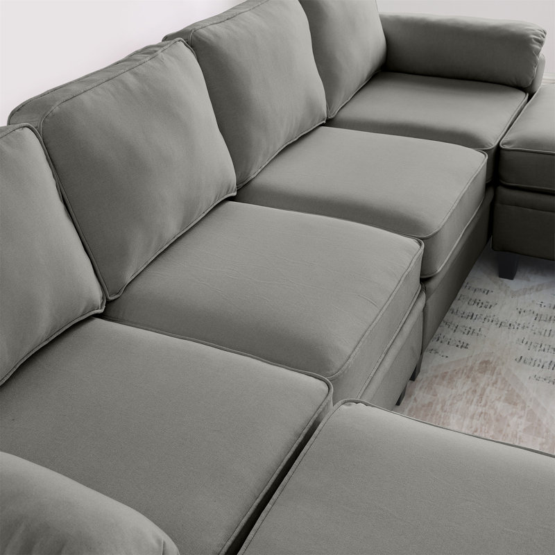 102-Inch Deep Gray Linen Fabric Modular Combination Sofa, L-Shaped Cloud Sofa With Storage Space Under The Sofa, DIY Combination For Living Room Use