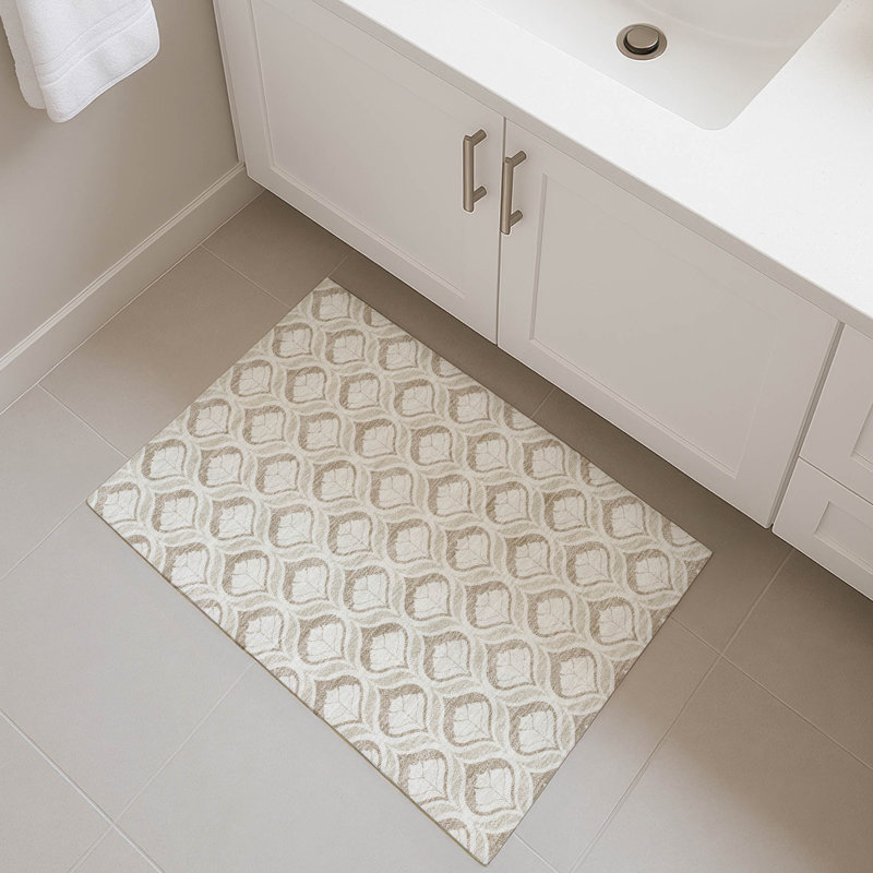 Tapis Ikat Mayfield AMF2379 lavable à la machine de qualité supérieure, Beige, 1 pi 8 po x 2 pi 6 po
