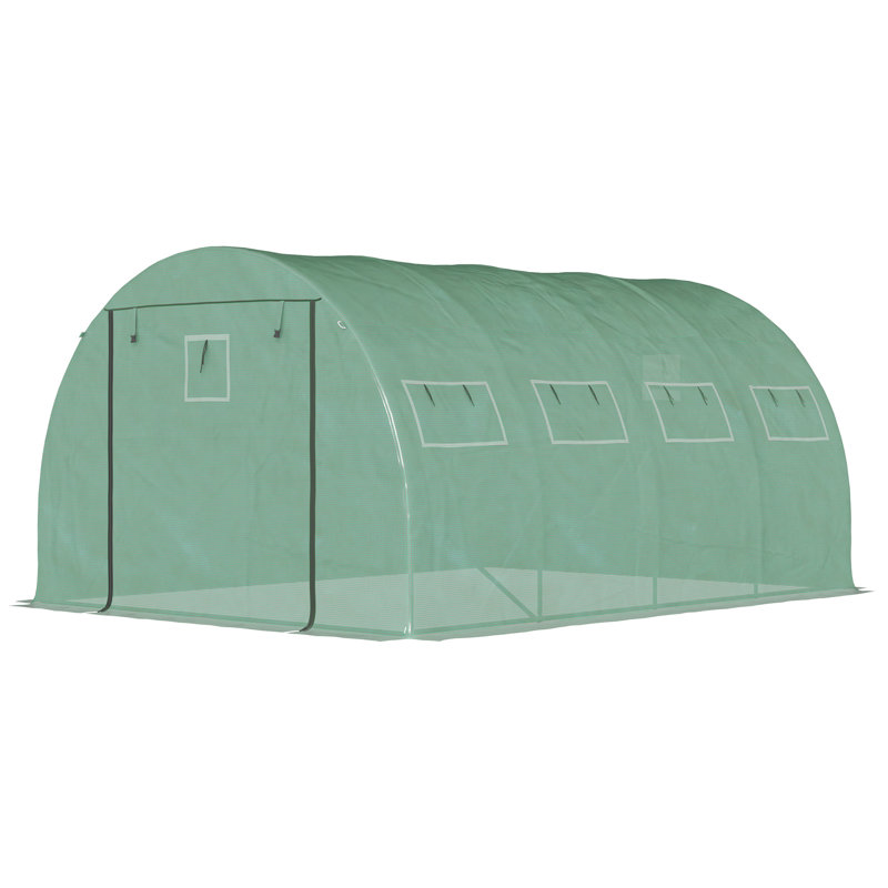 Serre pour plantes 13 pi x 10 pi 6,5 pi avec protection, acier galvanisé, 2 portes en filet à fermeture à glissière, 10 fenêtres, Walk-in amélioré de 6,5 pi, construction, croissance de soutien,