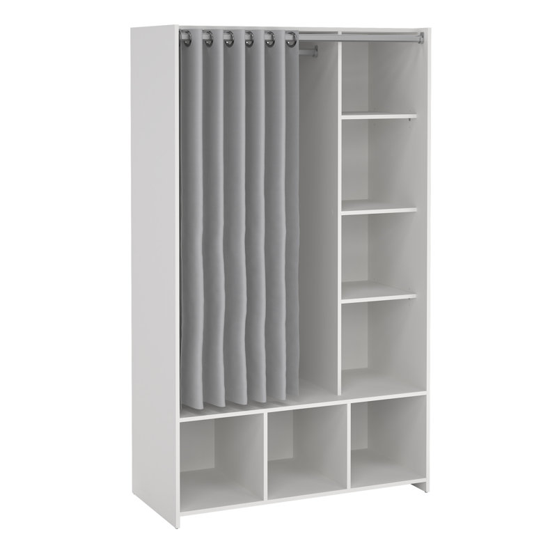 Mathian 1 Door Manufactured Wood Wardrobe, White/Grey