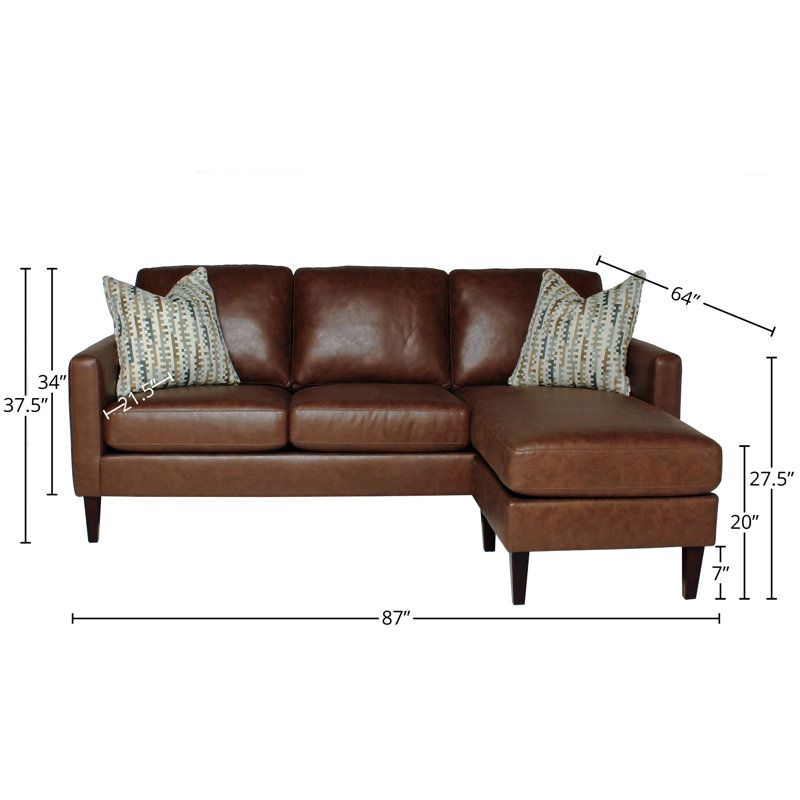 87" Wide Right Hand Facing Sofa & Chaise, Brown 100% Polyester
