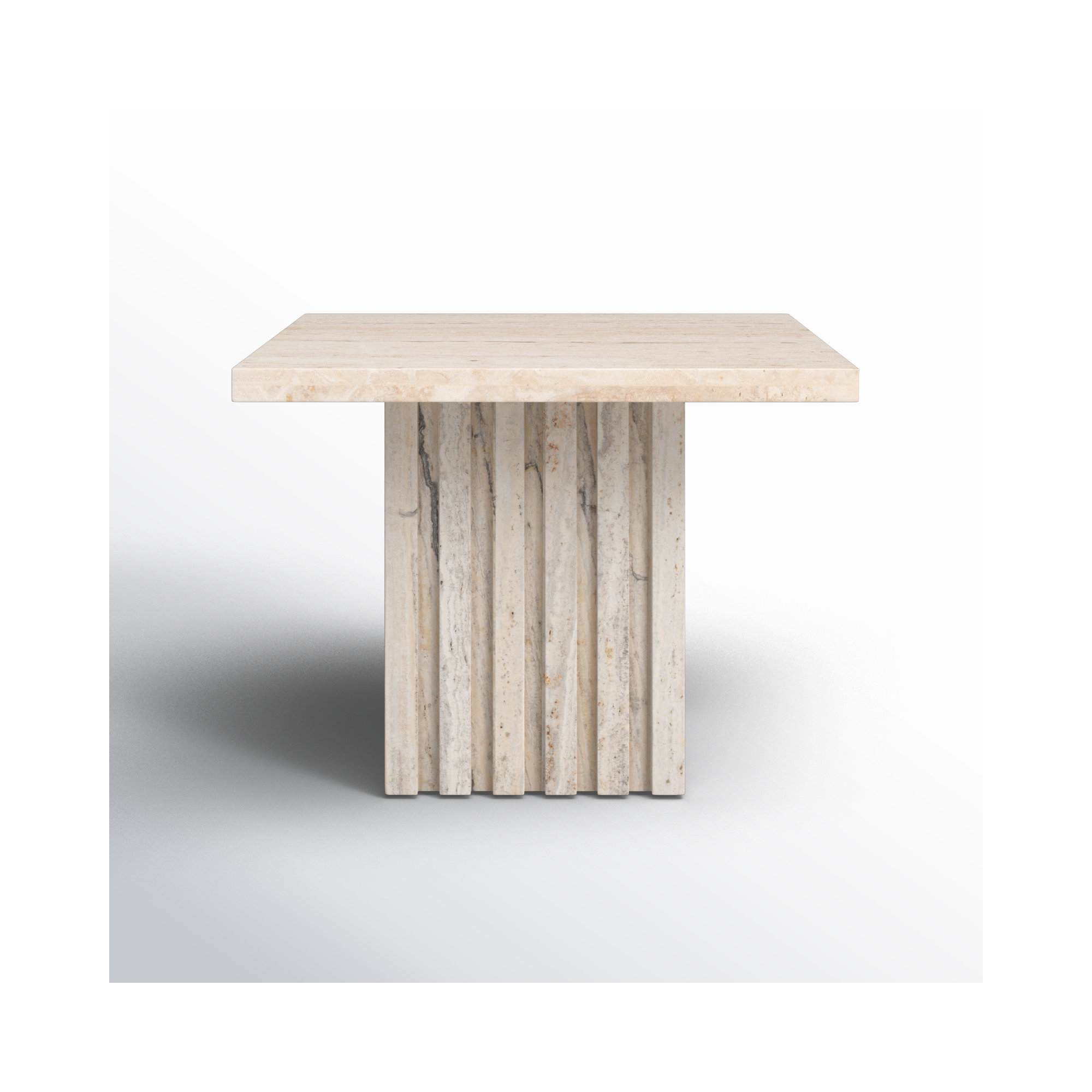 Pristina Tall Square Marble Accent Table, Beige, 16" H x 21" W x 21" D