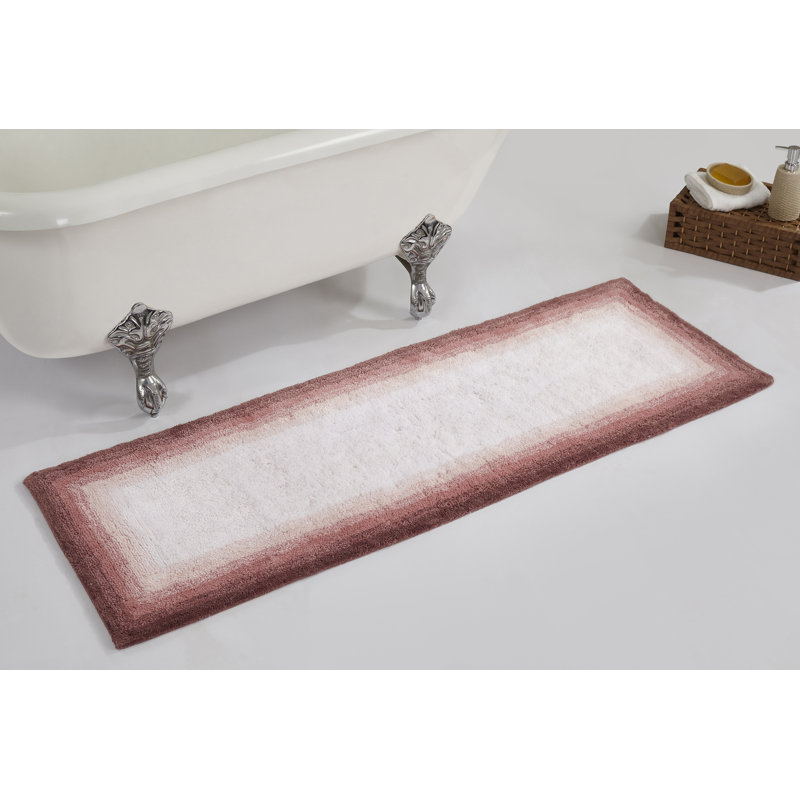 Tapis de bain touffeté 100% coton Orme avec envers antidérapant, lavable à la machine, tapis de bain ultra doux et absorbant pour la douche, la baignoire, le lavabo et le meuble-lavabo, tapis de couloir 20 po x 60 po, rose