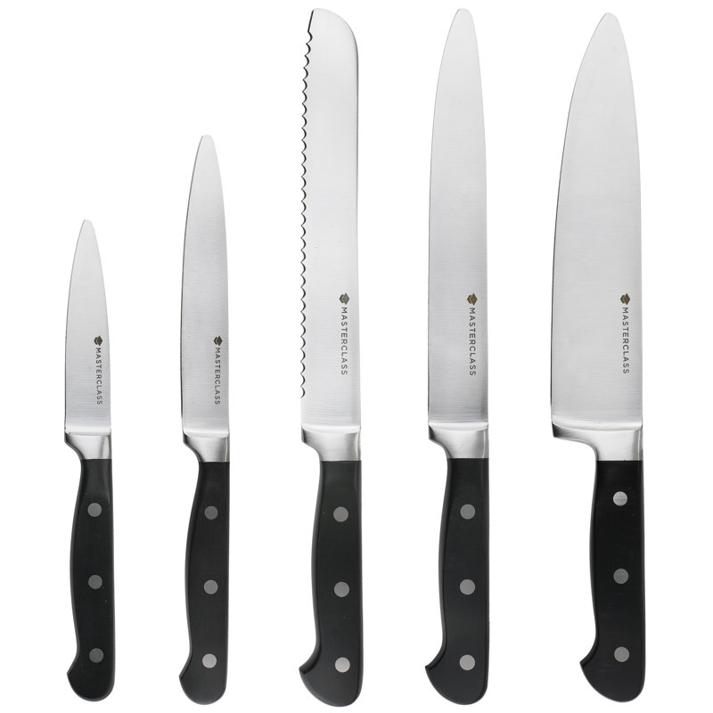MasterClass Tipless 5-Piece Knife Block Set, Blunt Tip Knife Set
