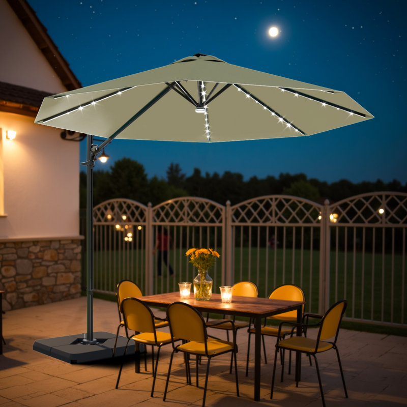 Parasol en porte-à-faux avec base 116,1 "X 116,1", Beige