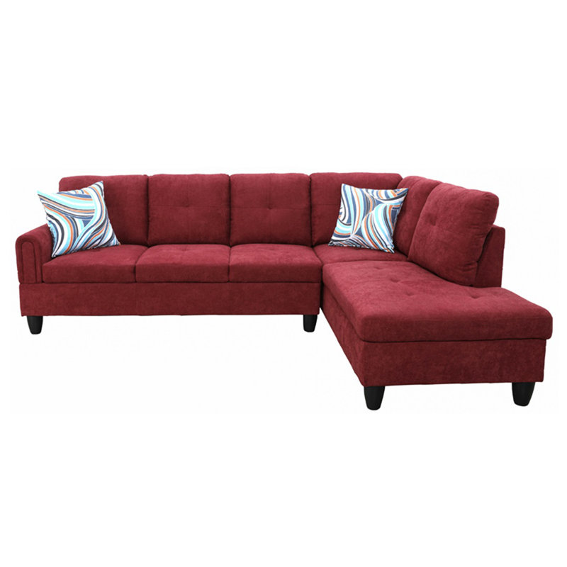 Jacksmith Upholstered Sectional, Right Hand Facing, Red Polyester Blend