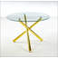 Table de salle à manger avec pieds en métal et plateau en verre Golden