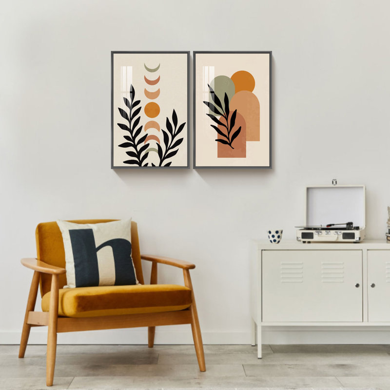 Boho Artwork, 2 pièces, H 24 po x l 32 po x P 1,34 po, Noir
