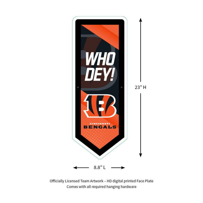 NFL LED Pennant Shaped Lighted Wall Sign, Cincinnati Bengals