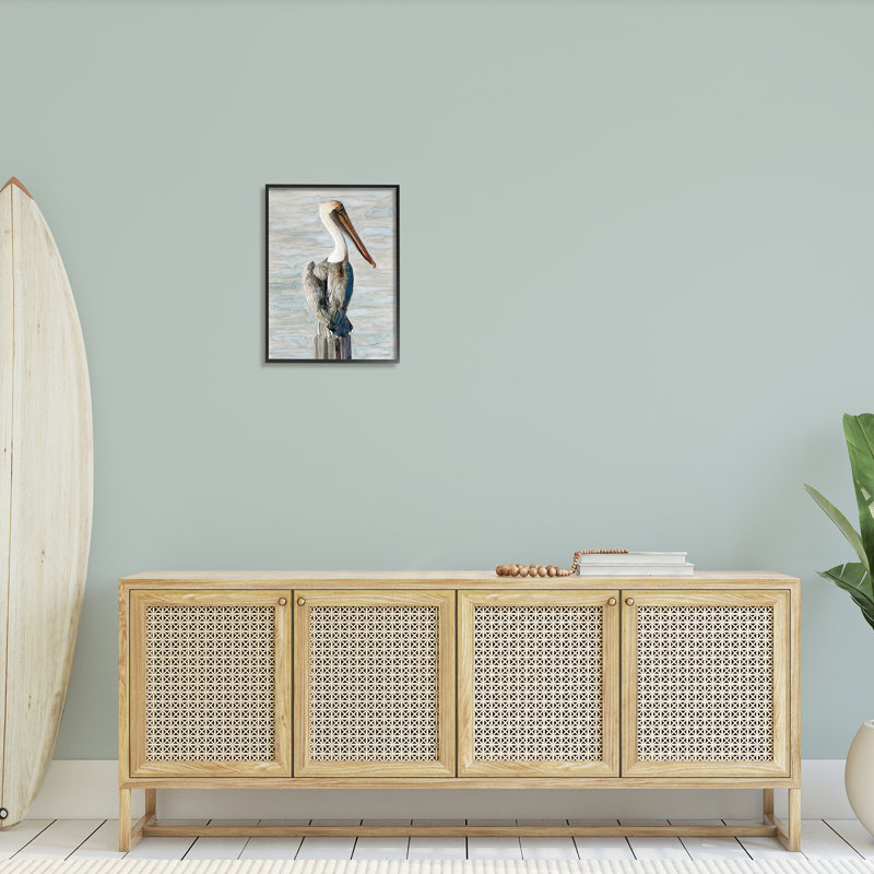 Oiseau aquatique côtier à long bec par Stellar Design Studio - Peinture, Giclée encadrée noir minuit
