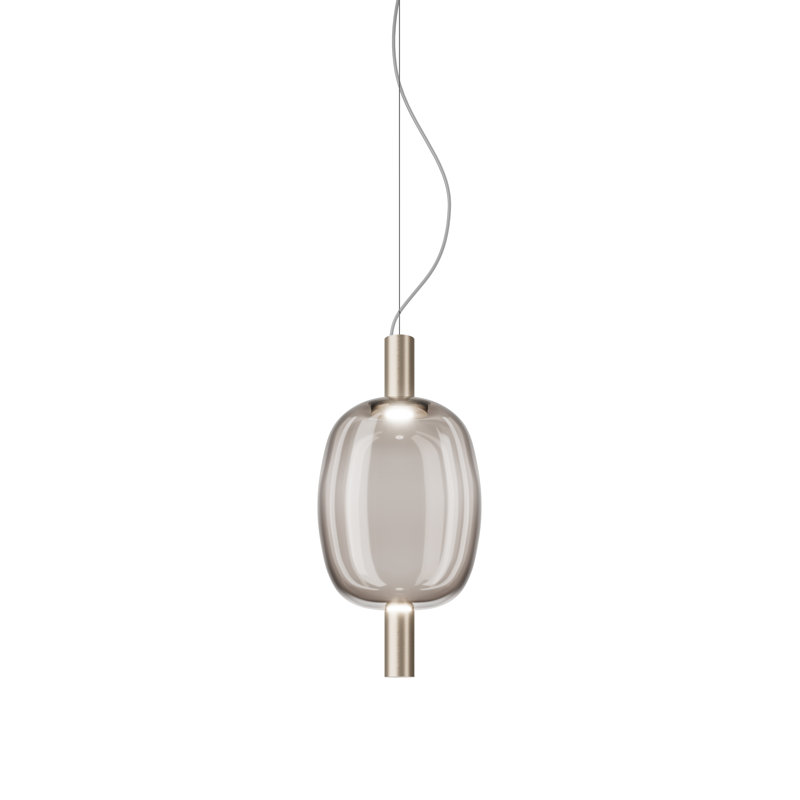 Riflesso 1 - Light LED Pendant, Smoky Transparent, Matte Gold