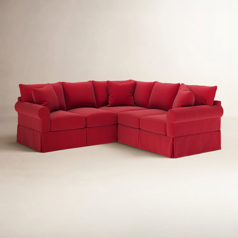 Amari Slipcovered L-Sectional, Bayou Flame Canvas, Left Hand Facing
