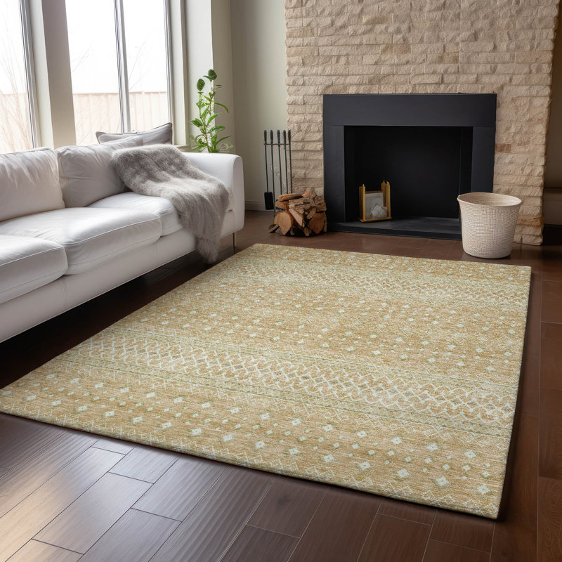 Premium Machine Washable Prisco Copper Rug, Rectangle 10' x 14'