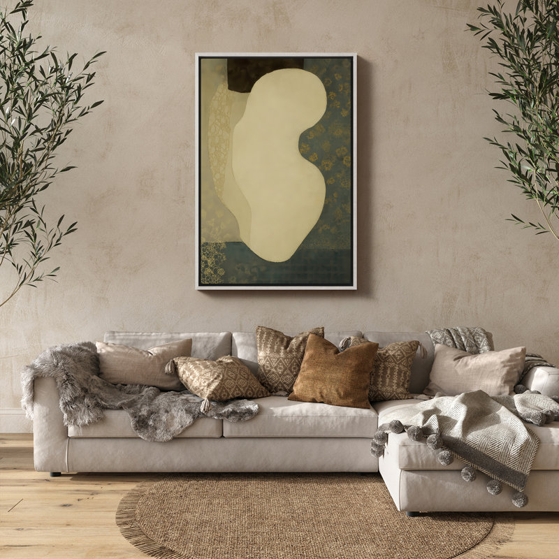 Art mural encadré abstrait rétro antique classique pour chambre à coucher, H 24 po x l 16 po, Blanc