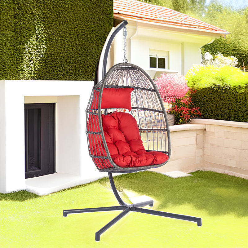 Fauteuil œuf simple avec support Cailynne, gris