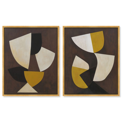 «Nod to Modernism Duo», ensemble de décorations murales modernes imprimées en acrylique encadrées par Art Remedy, cadre noir, 30 x 36