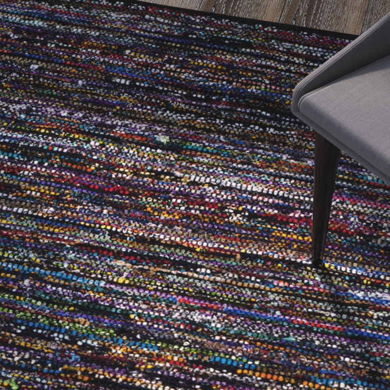 Tapis en coton tissé à la main Nidhi, Tapis de couloir 2 pi 3 po x 8 pi