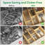 Diviseurs de tiroir réglables en bambou avec insertions et étiquettes - Organisateur de cuisine et de maison extensible pour tiroirs, commodes et bureau, 4 diviseurs avec 9 insertions-2014982865