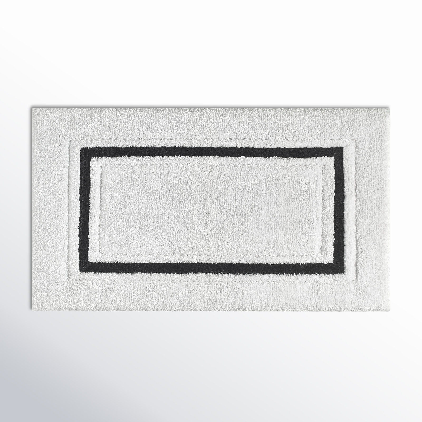 Louise Cotton Blend Non-Slip Bath Rug, White/Black, 20" W x 30" L