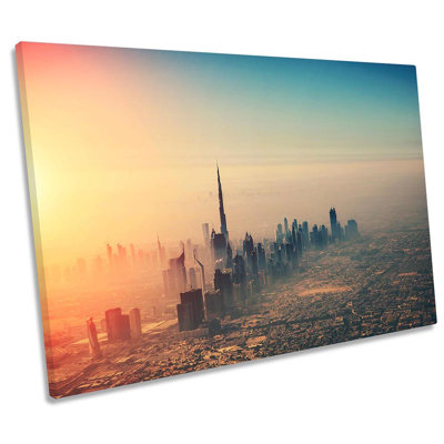 Dubai Sunrise Mist City - Wrapped Canvas Art Prints