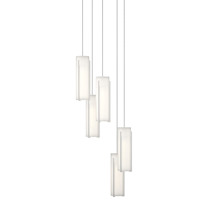Exos 5 - Light Cluster Cylinder Pendant, White, Opal Glass, Long: 13" to 80"