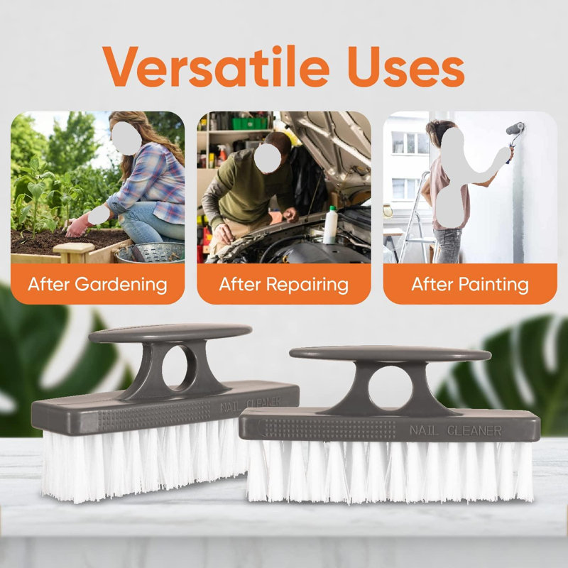 Superio brosse à ongles pour nettoyer les ongles, récureur à ongles - nettoyant tout usage pour les mains, les pieds, la maison, la cuisine, le travail - petite brosse à récurer - (gris, rouge,)