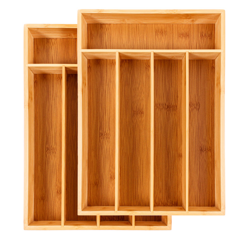 Bamboo 5-Slot Flatware Organizer Set, 14.25" x 10.5"