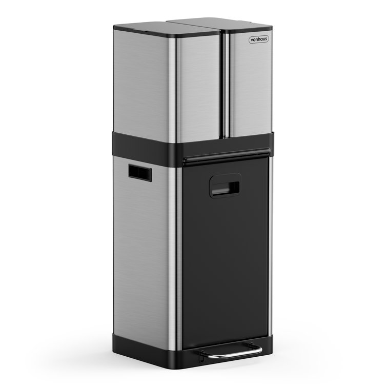 Vertical Bins Step On Multi-Compartment Rubbish & Recycling Bin - 32L
