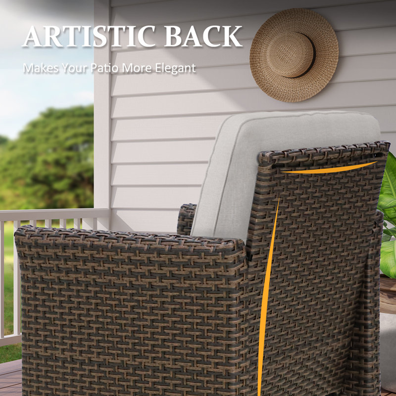 5-Piece Beige Cushioned Brown Wicker Outdoor Conversation Set