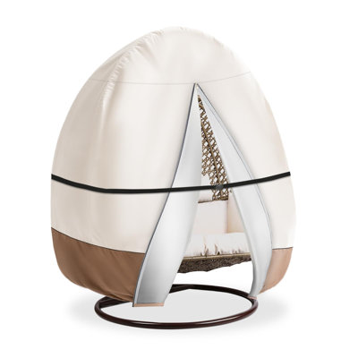 Outdoor Egg Chair Cover,Extra Large Double Egg Chair Cover For Outdoor Furniture(Beige & Brown,Fits 91 X 80 Inches Egg Chair) by Latitude Run