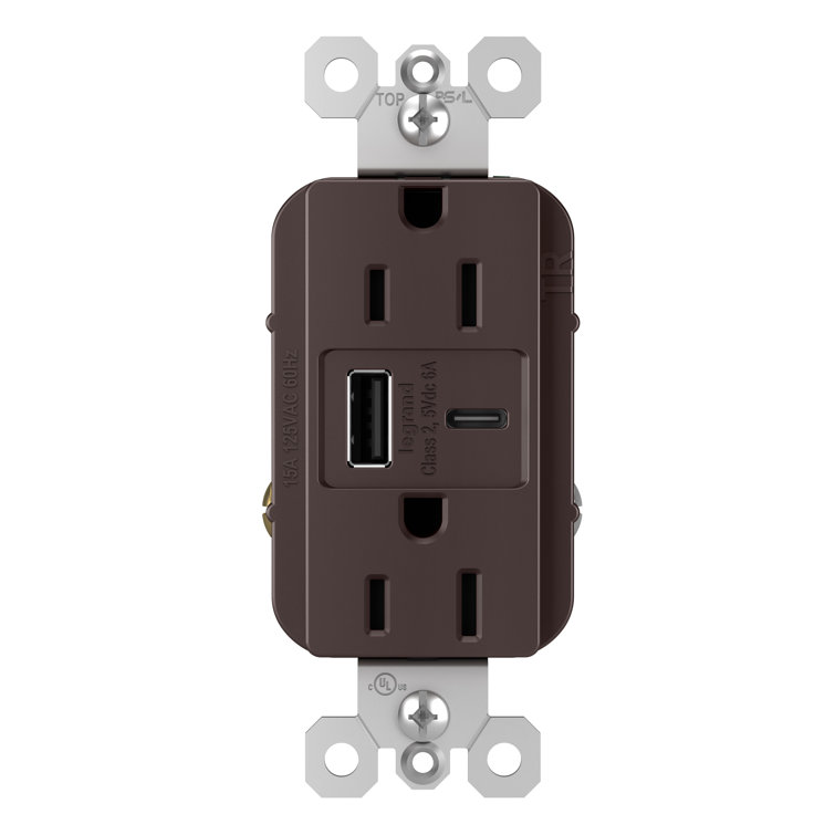 radiant 15A Tamper-Resistant with Ultra-Fast 6.0A USB Type A/C Outlet