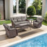 Fiorillo 5-Piece Outdoor Wicker Patio Conversation Set With 5" Thick Cushions And 2 Swivel Chairs
