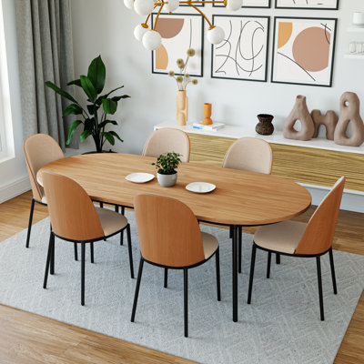 Ensemble de table de salle à manger ovale 71 "avec chaises rembourrées modernes Kelce