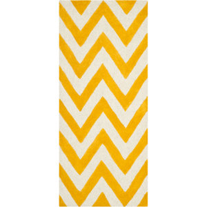 6' x 9' Sanyla Chevron Hand-Tufted Wool Gold/Ivory Area Rug