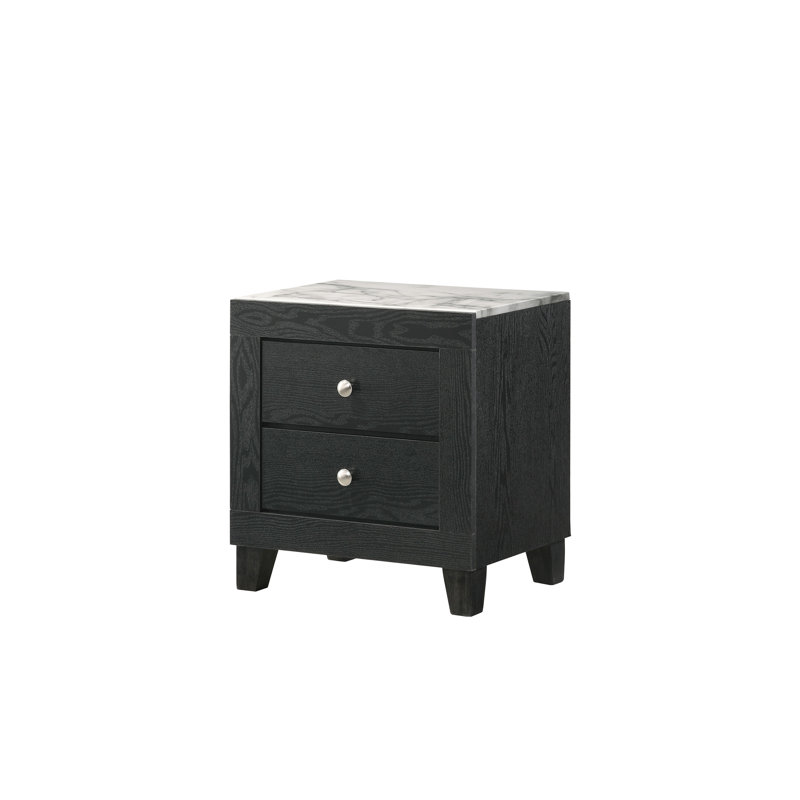 Table de chevet 2 tiroirs Modern White