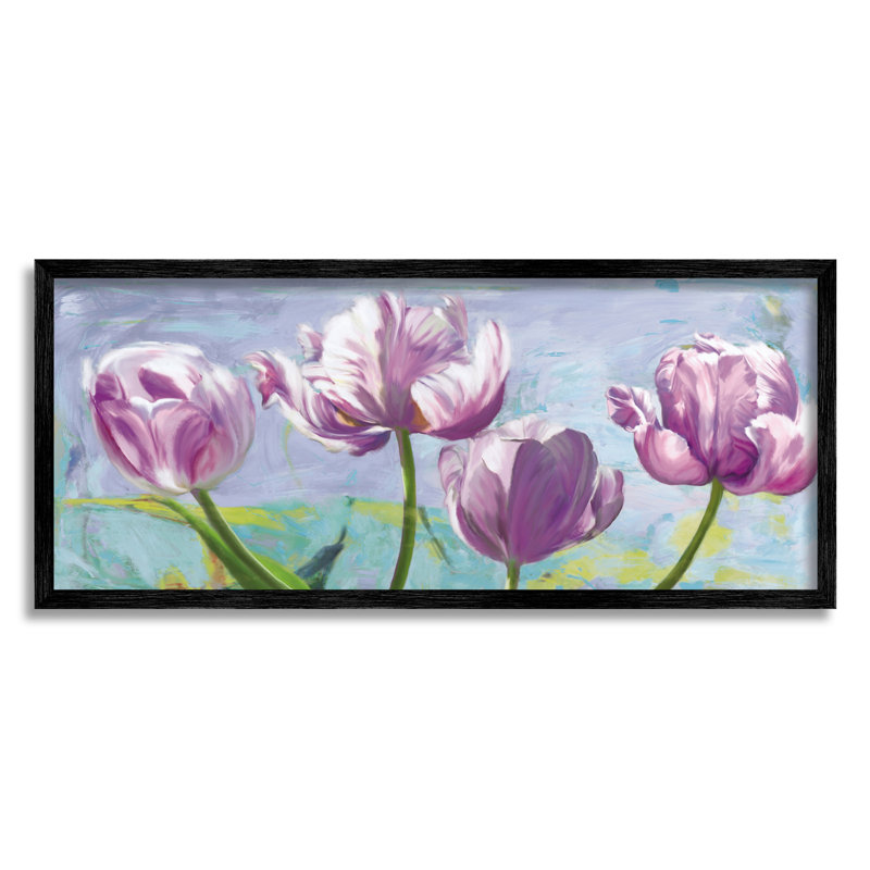 «Mauve Iris Nature Blooms» par Robin Sadler - peinture à cadre flottant sur bois, Giclée encadrée noir minuit