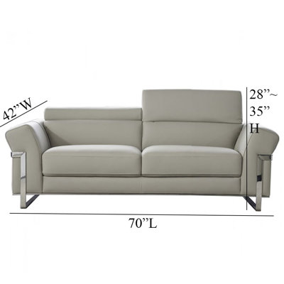 American Eagle Design EK012 Light Gray Italian Leather Loveseat