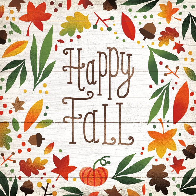 Harvest Time Happy Fall Shiplap Sq by Michael Mullan - Wrapped Canvas Painting, 76cm H x 76cm W