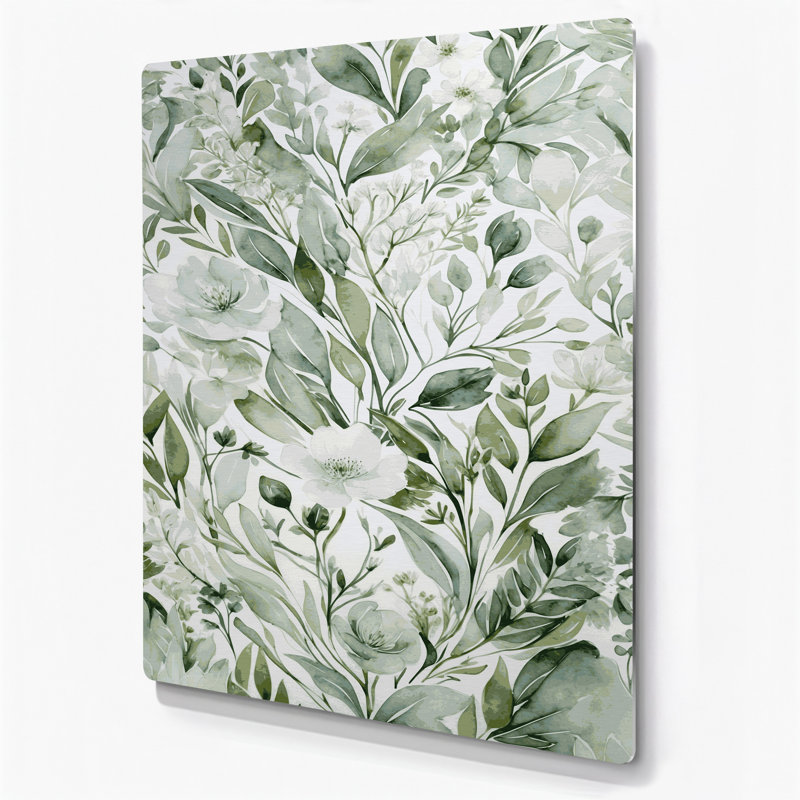 Aquarelle, art floral vert 95, H 36 po x l 24 po