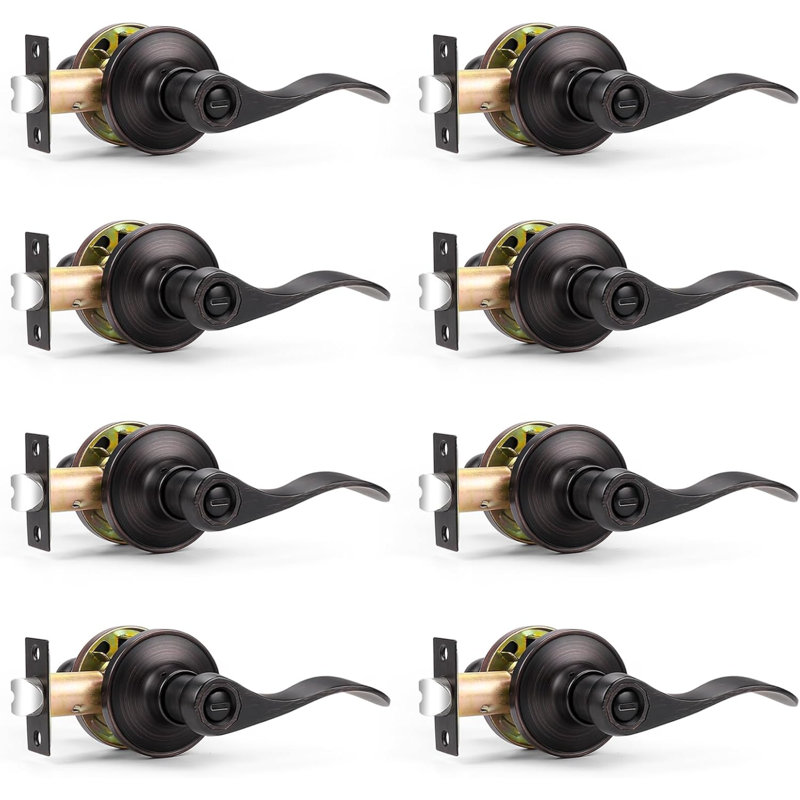 Poignées de porte d'intimité sans levier pour porte de salle de bain en bronze huilé et lit d'intimité, ensemble de 8