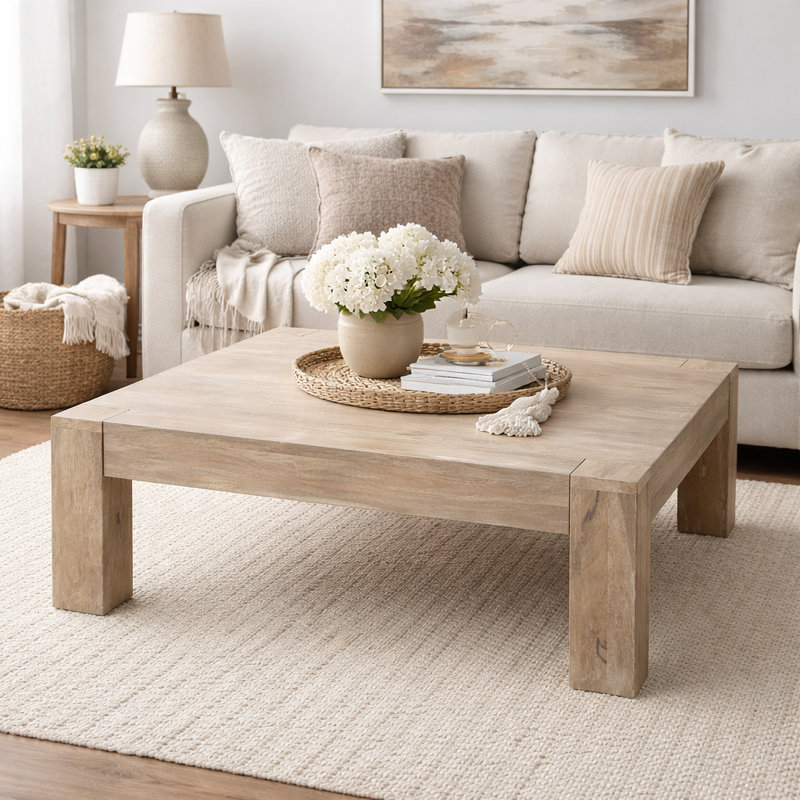 Table basse Maybee, light white wash