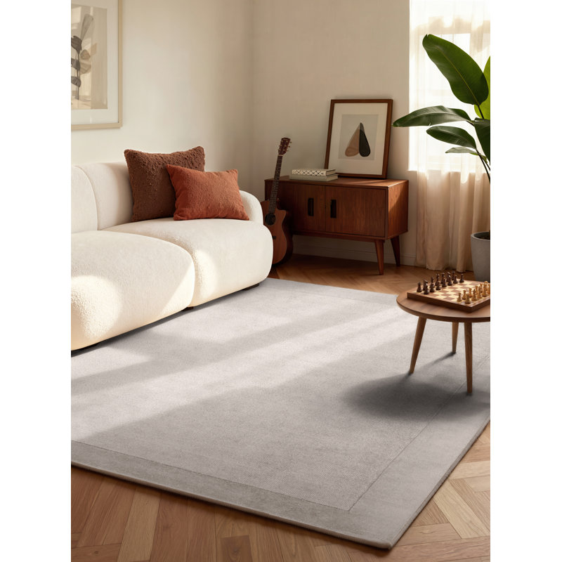 Villeroy & Boch Wool Rug Kivi - Soft Natural Living room Rug with Border, Handmade & Natural, Modern Design, Grey