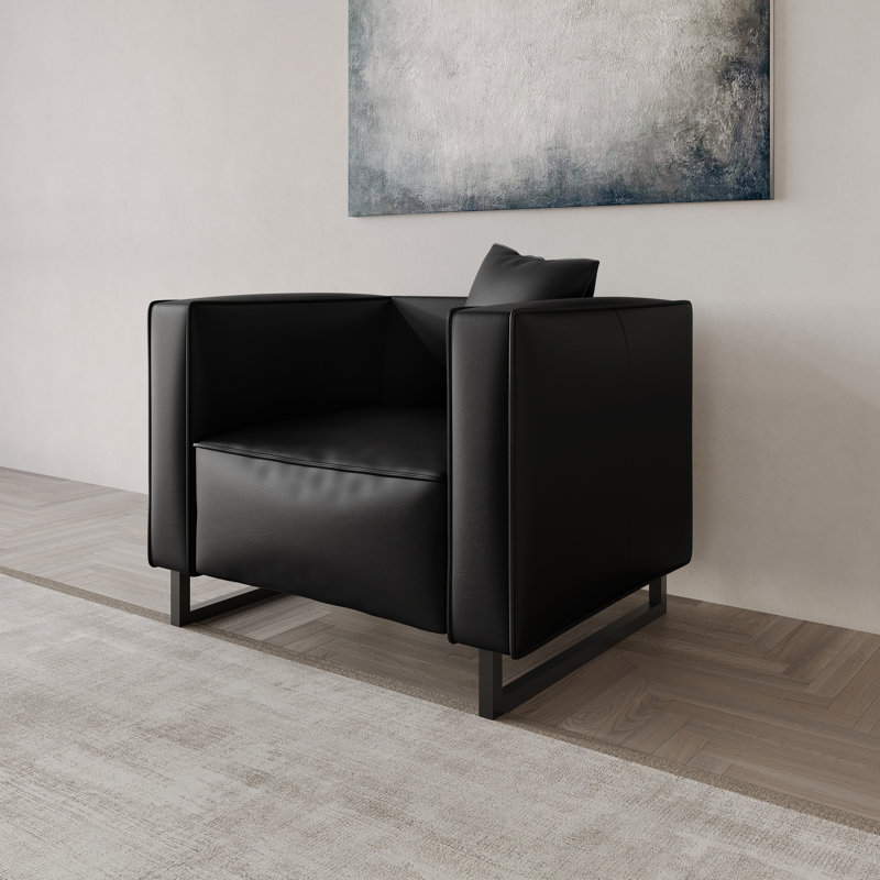 PU Leather Upholstered Accent Chair, Black