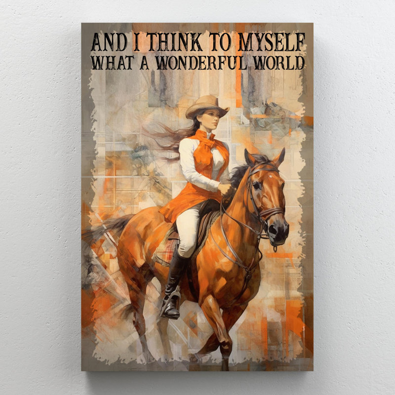 Femme faisant du cheval quel monde merveilleux_CV_280623_0012, H 14 po x l 11 po x P 1,25 po
