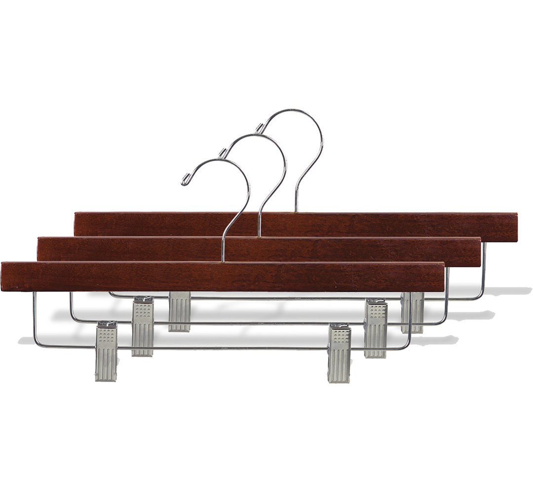Wooden Pant Hanger with Adjustable Cushion Clips for Skirt/Pants (Set of 25) Rebrilliant 