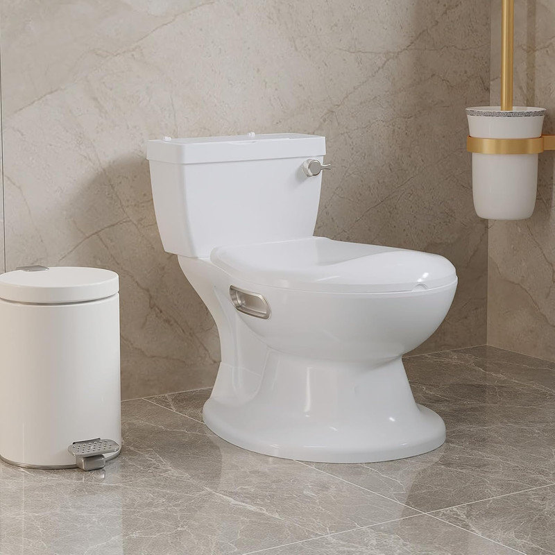 Toddler Potty Training Toilet, Baby Potty Training Seat, Realistic Toilet for Boys and Girls Ages 18 Months+ with Removable Pot, Realistic Flushing Sound, Storage Tank, Toilet Paper Holder