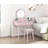 Pink Bedroom Vanity With Stool, Mirror And Convenient Drawer For Led Mirror, Stool & Drawers-940560002