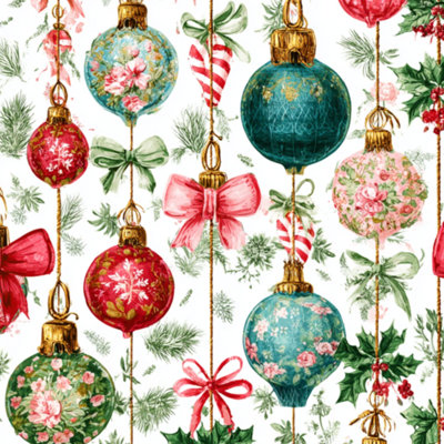Papier peint auto-adhésif festif de Noël avec des houx, des bonbons et des fleurs, des décorations florales, du papier de contact amovible et auto-adhésif pour les armoires de cuisine de la chambre à coucher 17,7 po x 118 po