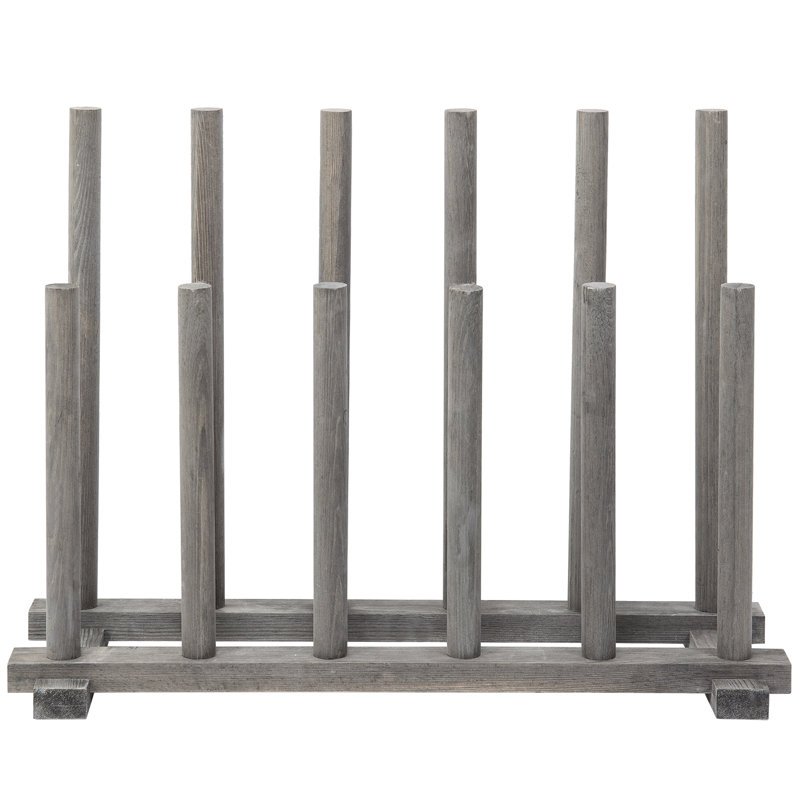 6-Pair Entryway Wood Boot Storage Rack, Grey